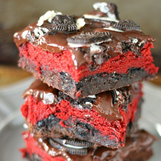 Red Velvet Oreo Brownies