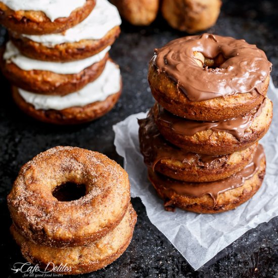 Nutella Stuffed Baked Banana Donuts