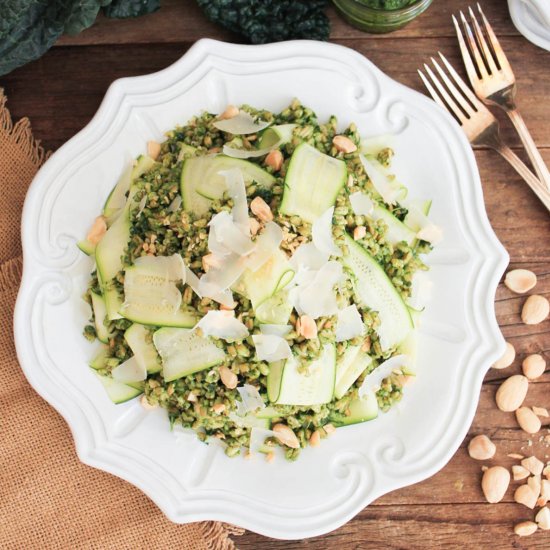 Farro w/Kale Pesto and Zucchini