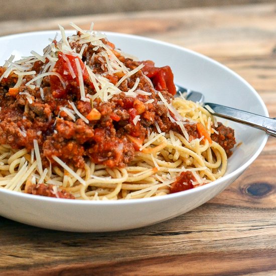 Spaghetti Bolognese with Parmesan