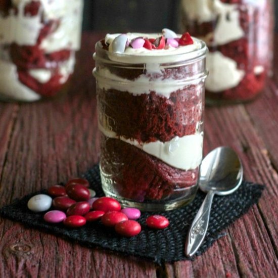 Red Velvet Cake in a Mason Jar