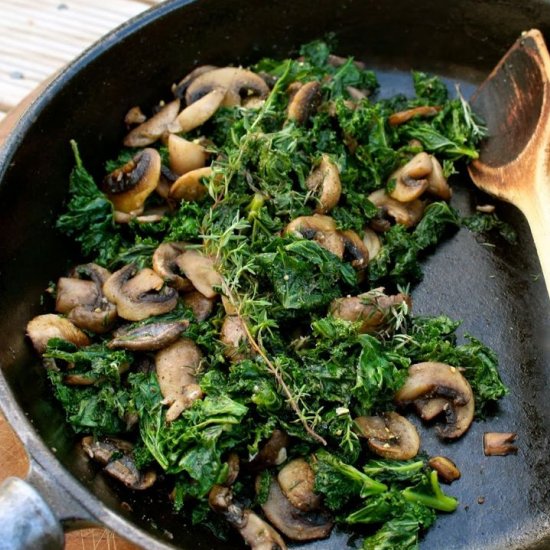 Sautéed Kale & Mushrooms