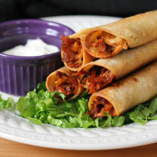 Baked Barbecue Chicken Taquitos