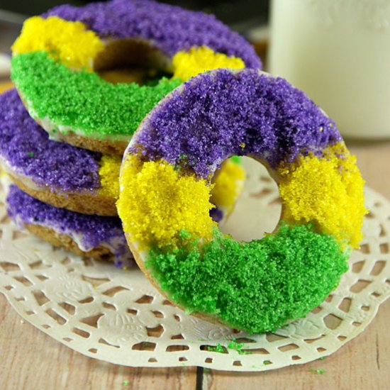 Mardi Gras King Cake Doughnuts