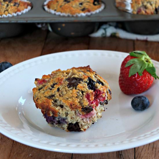 Paleo Chocolate Triple Berry Muffin