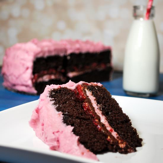 Chocolate Cake & Raspberry Frosting