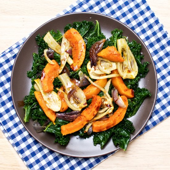 Kale Salad with Pumpkin and Fennel