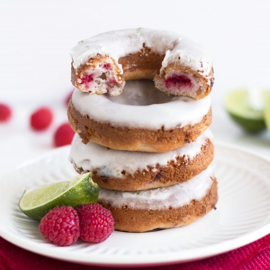 Lime Glazed Raspberry Donuts