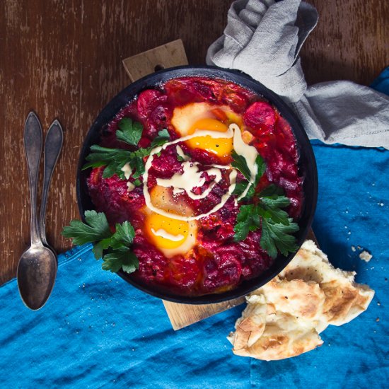 Tandoori Shakshuka with Naan & Tahini