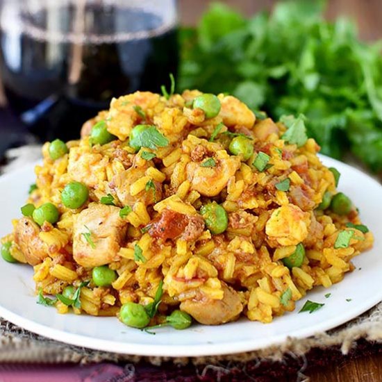 Chicken Chorizo Shrimp Paella