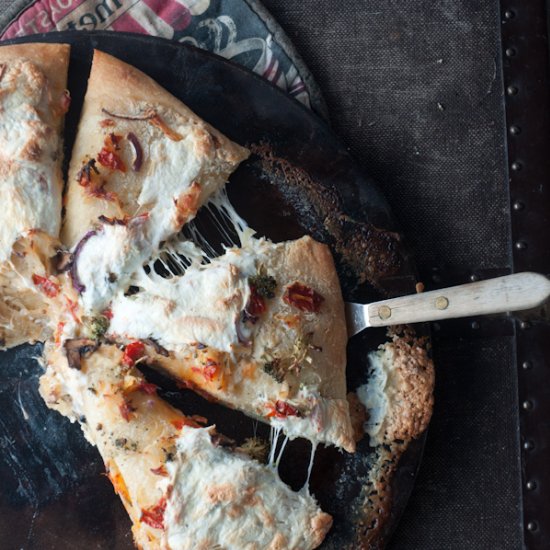 Broccoli Chicken Alfredo Pizza