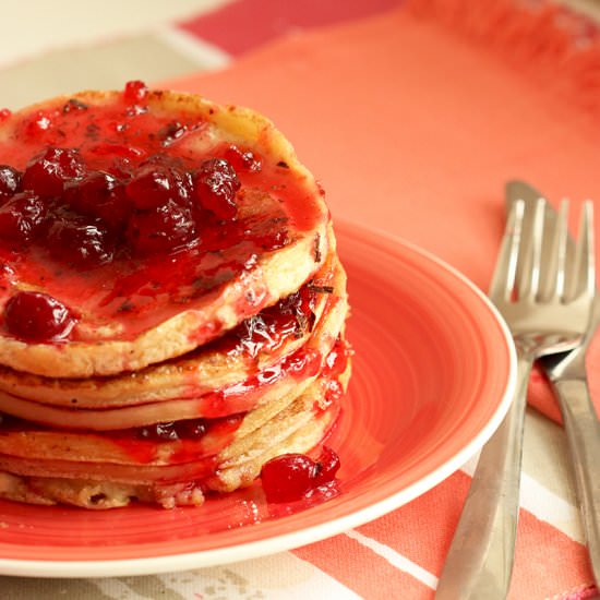 Pancakes with Cranberry Compote