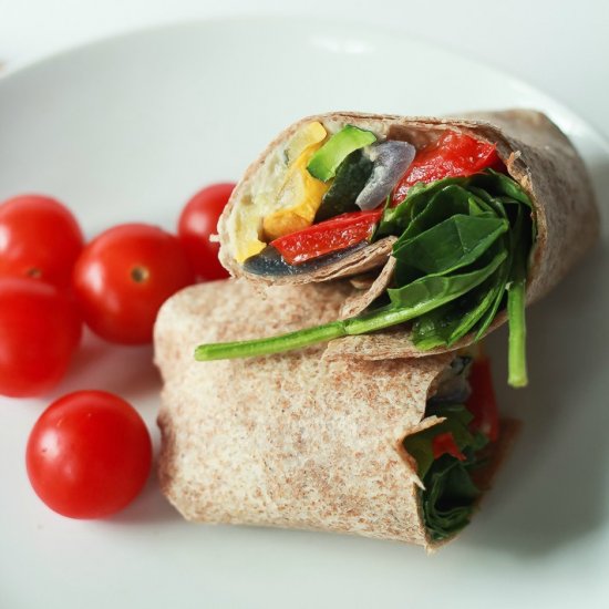 Roasted Vegetable Hummus Wraps