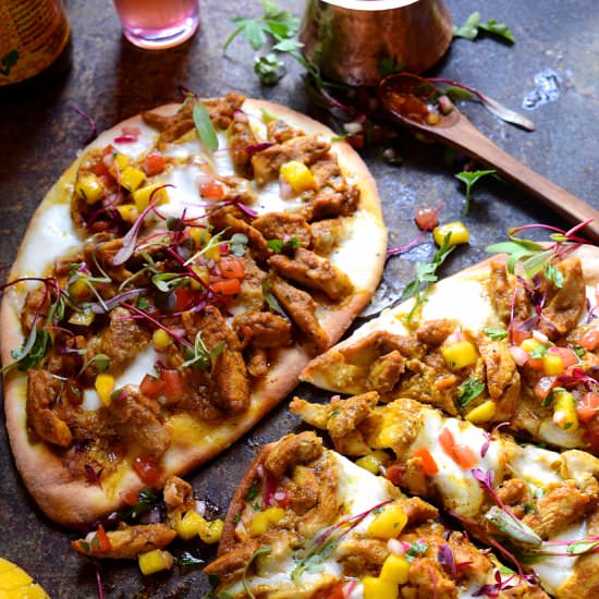 Chicken naan bread pizza