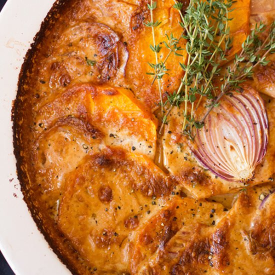 Butternut and Onion Au Gratin