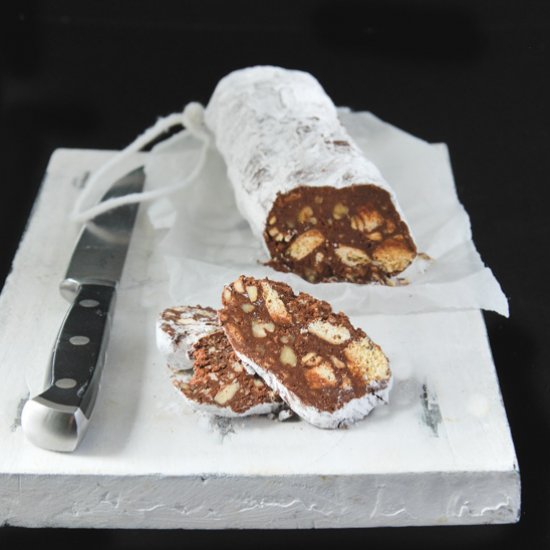 Delicious chocolate salami