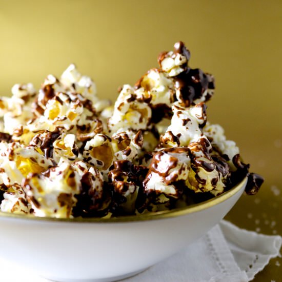 Dark chocolate and sea salt popcorn