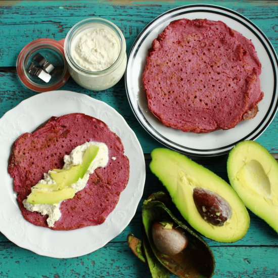 Beet Pancakes with Horseradish Mousse