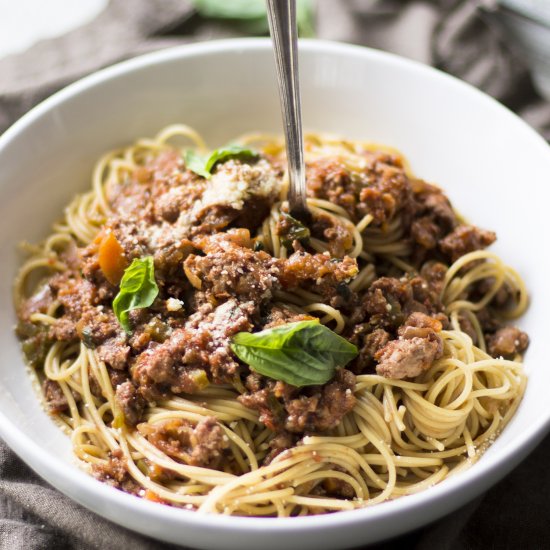 Healthy Turkey Spaghetti Bolognese