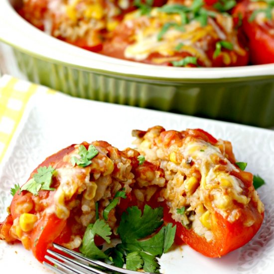 Rice, Bean & Veggie Stuffed Peppers