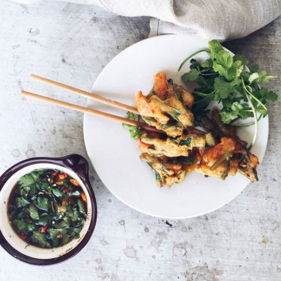 Spring Onion and Tomato Fritters