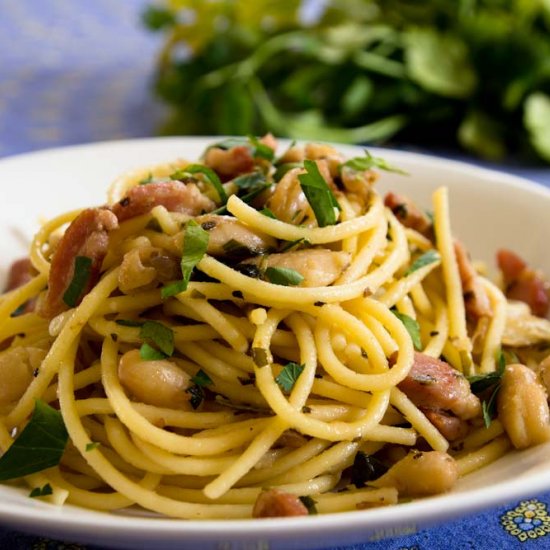 Spaghetti with Herbs and Bacon