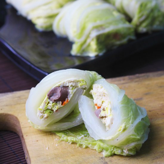 Tofu Cabbage Rolls with Chicken