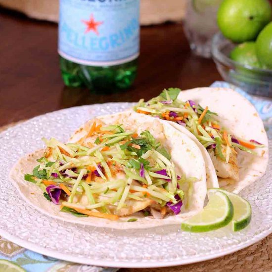 Fish Tacos & Curried Broccoli Slaw