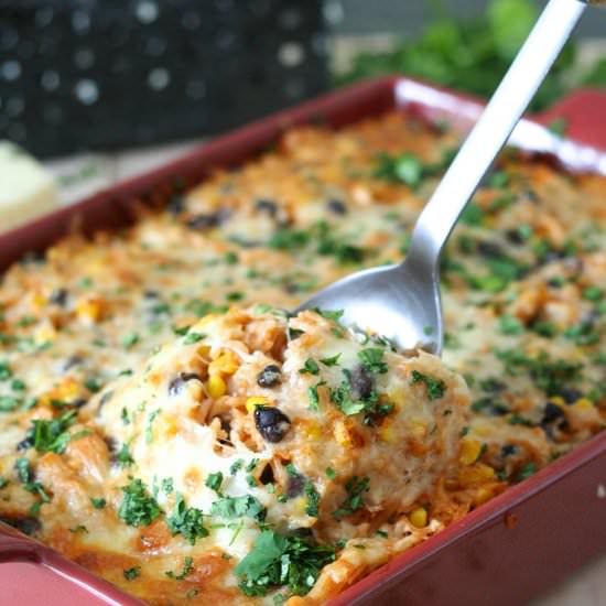 Cheesy Chicken Enchilada Casserole