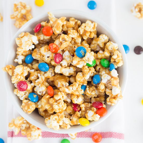 Salted Caramel M&M Popcorn