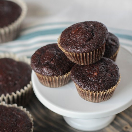 Dark Chocolate Pecan Mini Muffins