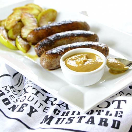 Brats with Hot Mustard & Apples