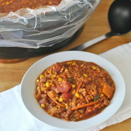 Spicy Slow Cooker Red Lentil Chili