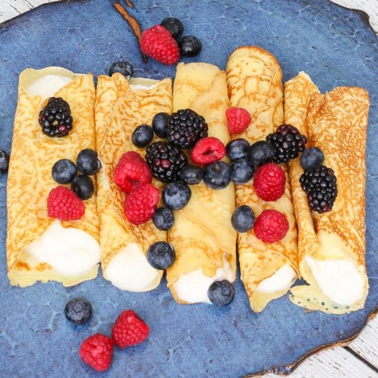 Crepes with Berries + A Tangy Cream