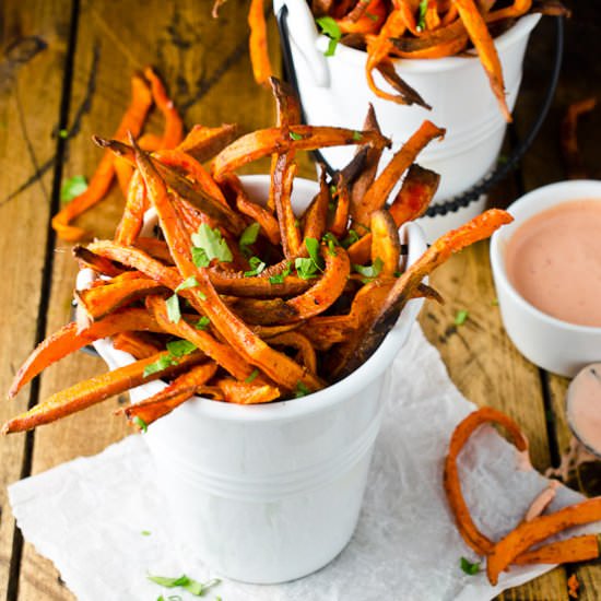 Baked Sweet Potato Harissa Fries