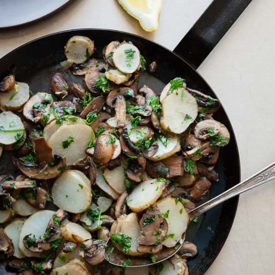 Sunchoke Mushroom Saute with Persil