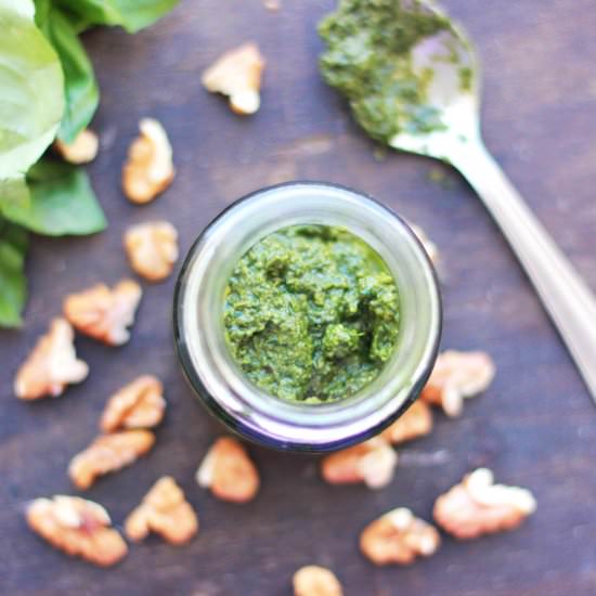 Lighter Basil Walnut Pesto