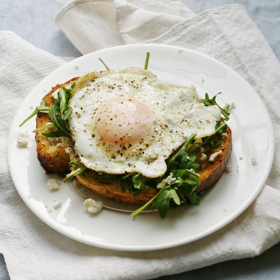 Fried Egg on Toast with Herb Oil