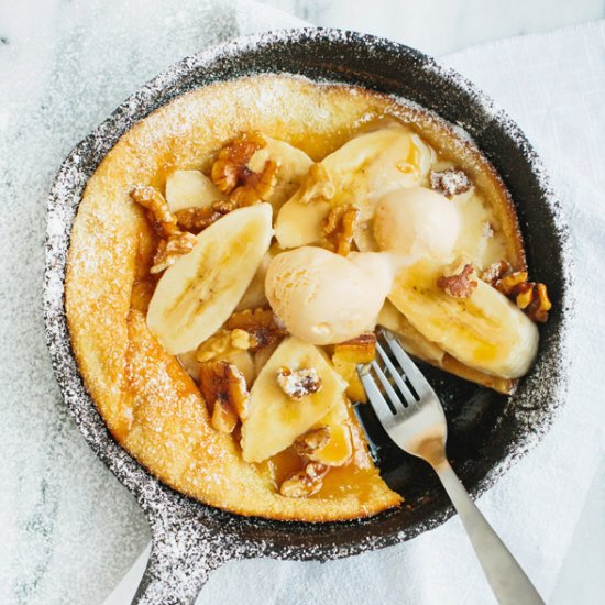 Caramel Pecan Banana Puffed Pancake