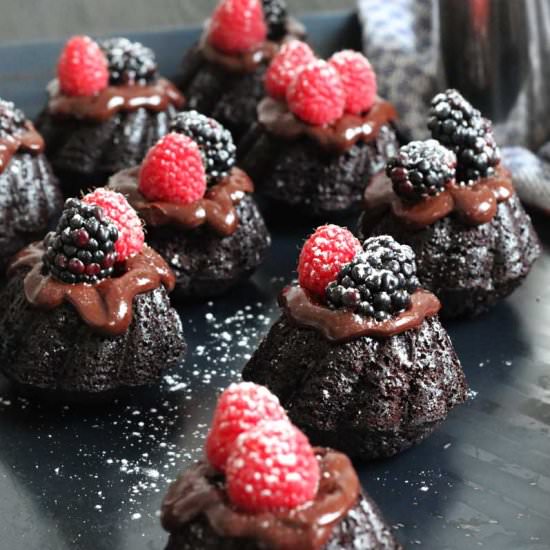 Mini Chocolate Bundt Cakes