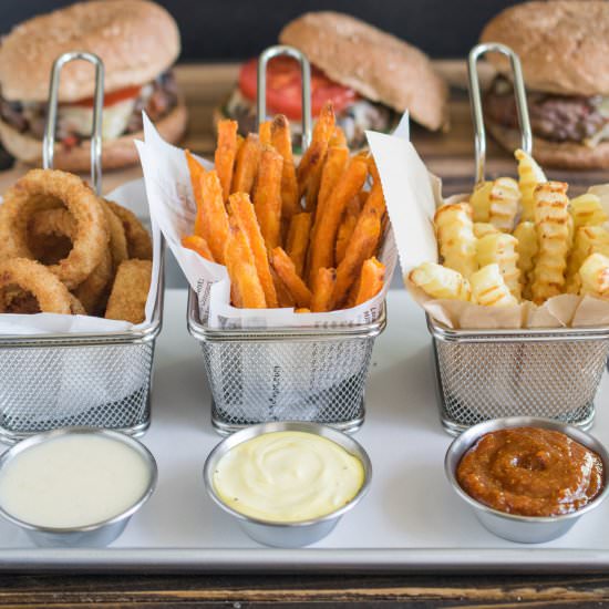 Fries and onion ring dips