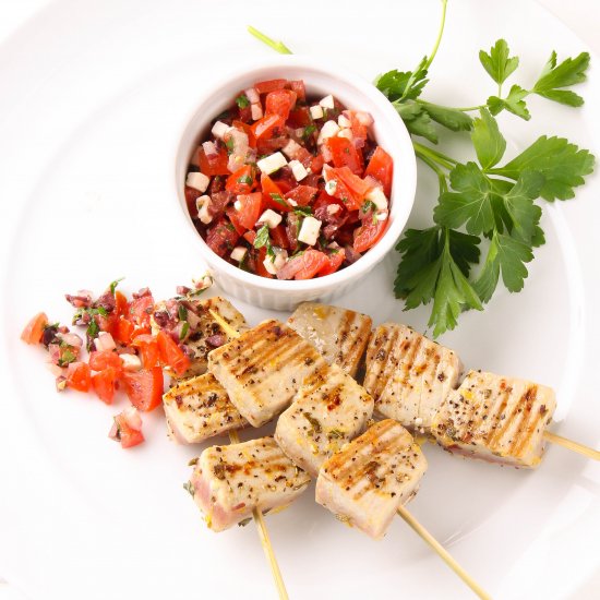 Tuna Souvlaki with Greek Salsa