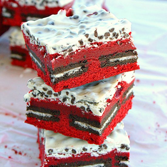 Cookies and Cream Red Velvet Brownies