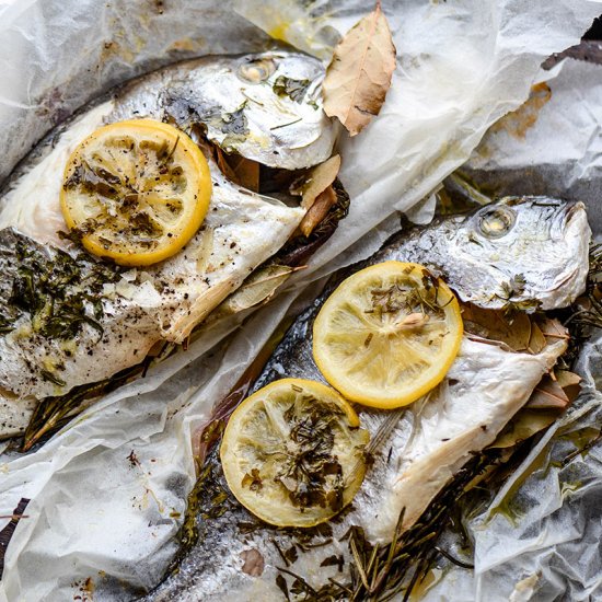 Gilthead sea bream with herbs