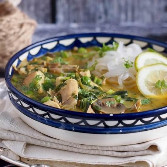 Coconut curry chicken noodle soup