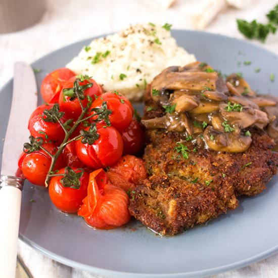 Pork Schnitzel with Mushroom Gravy