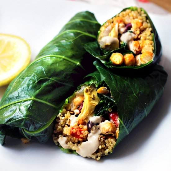 Chickpea Artichoke Collard Wrap