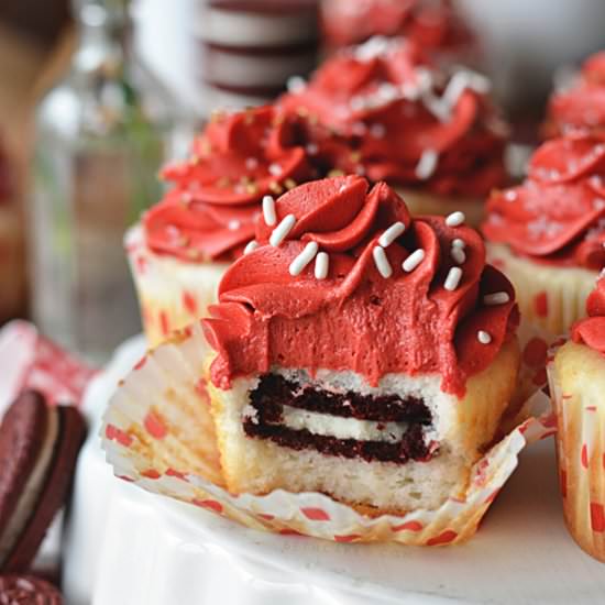 Red Velvet Oreo Cupcakes