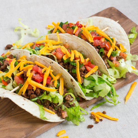 Beef Tacos with Cheddar & Salsa