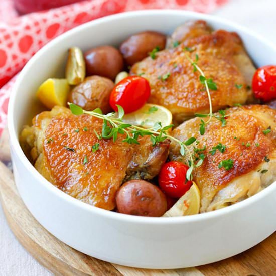 Lemon Garlic Braised Chicken